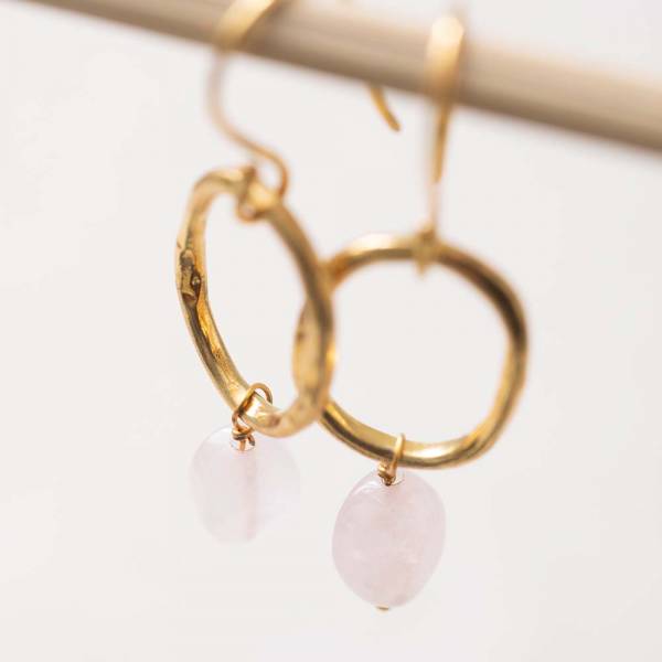 Graceful Rose Quartz Gold Earrings