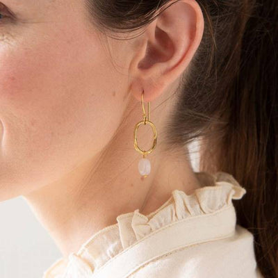 Graceful Rose Quartz Gold Earrings