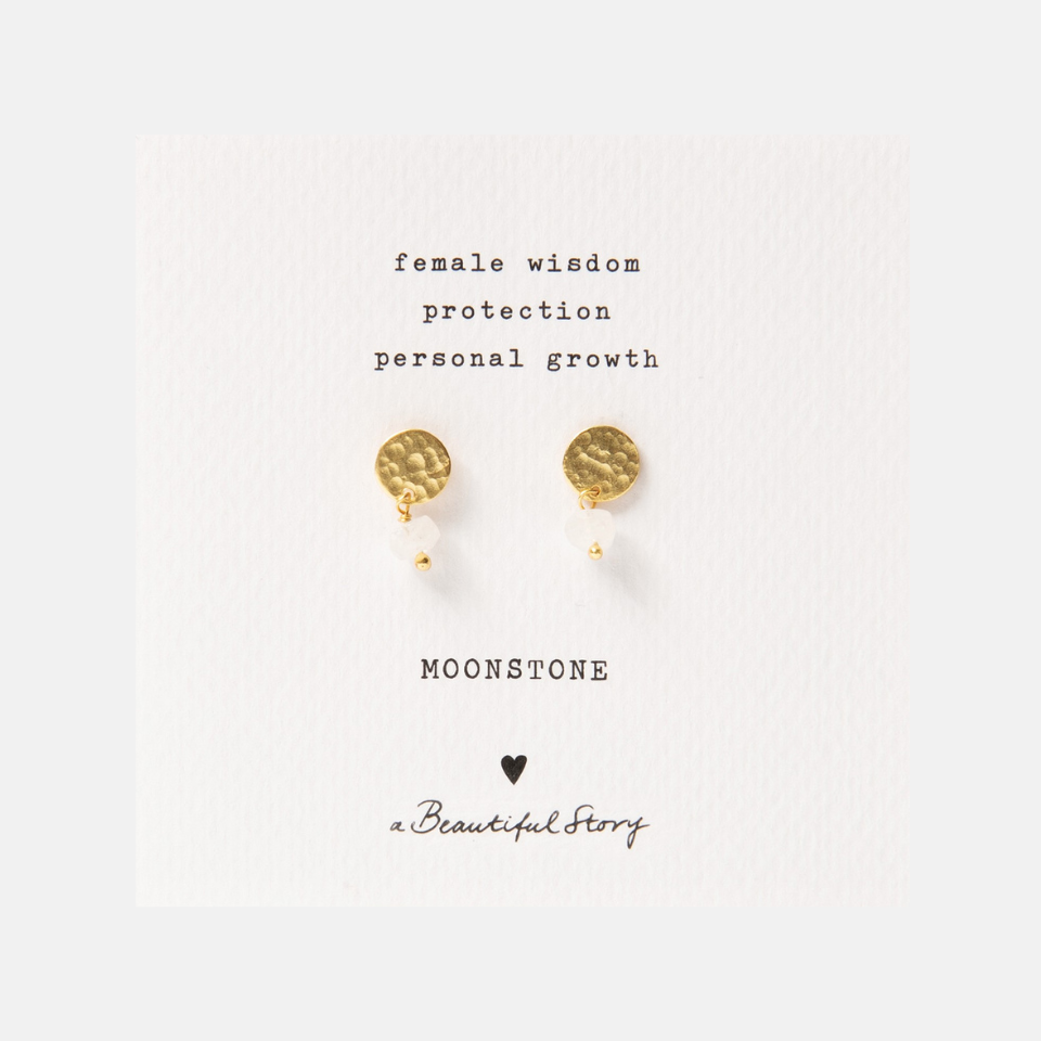 Mini Coin Moonstone Earrings Gold