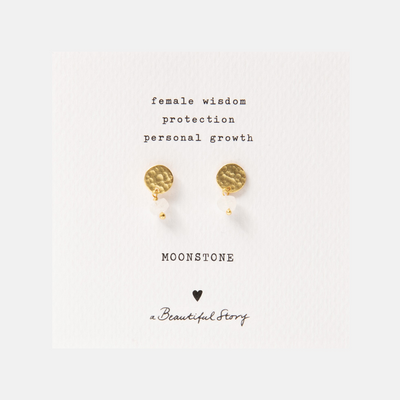Mini Coin Moonstone Earrings Gold