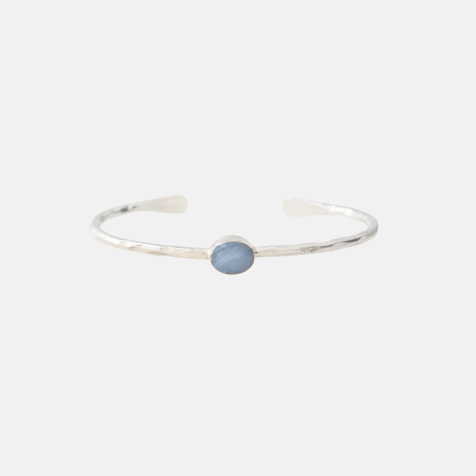 Moonlight Blue Agate Silver Bracelet
