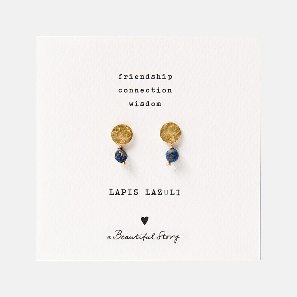 Mini Coin Lapis Lazuli Gold Earrings